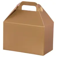 Metallic Gold large gable box — metallic gold finish, die-cut top carry handle
