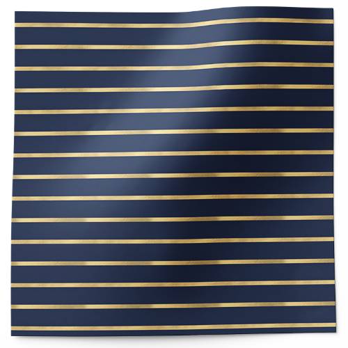 Metallic midnight tissue paper with refined horizontal gold metallic stripes on deep navy