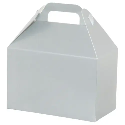 Metallic Silver large gable box — metallic silver finish, die-cut top carry handle