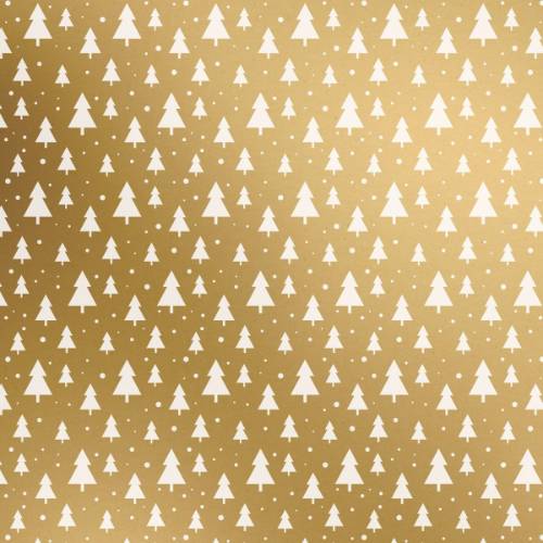 Modern Trees Gold Gift Wrap Paper - modern minimalist gold Christmas trees on a warm kraft background