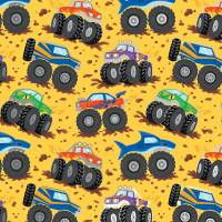 Monster Trucks Gift Wrap Paper — colorful monster trucks birthday party wrapping paper