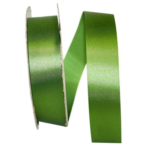 Moss - Dyna Satin ribbon on a flat spool — single-face satin with taffeta back, 1 3/8" width, 100 yards
