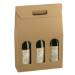 Natural Kraft Wine Bottle Carrier 10.6x3.5x15 — upright folding carrier with die-cut handle and arched bottle window, smooth natural kraft