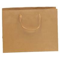 Natural kraft paper Brooklyn shopping bag with flat twill handles, unbleached finish