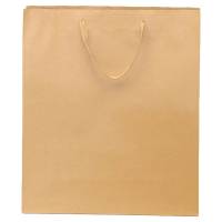 Natural kraft paper Brooklyn shopping bag with flat twill handles and side gussets