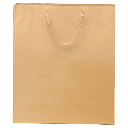 Natural kraft paper Brooklyn shopping bag with flat twill handles and side gussets