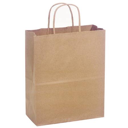 Natural kraft paper shopping bag with kraft twisted paper handles