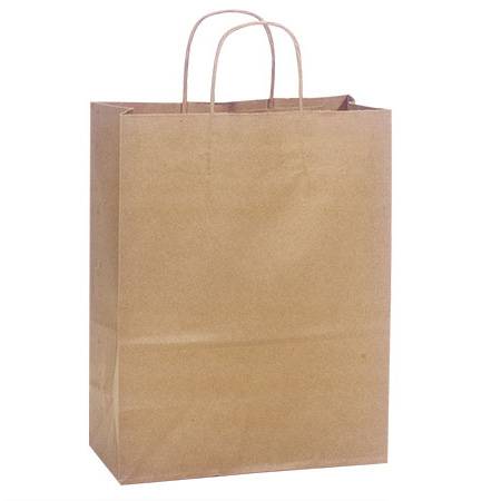 Natural kraft paper shopping bag with kraft twisted paper handles