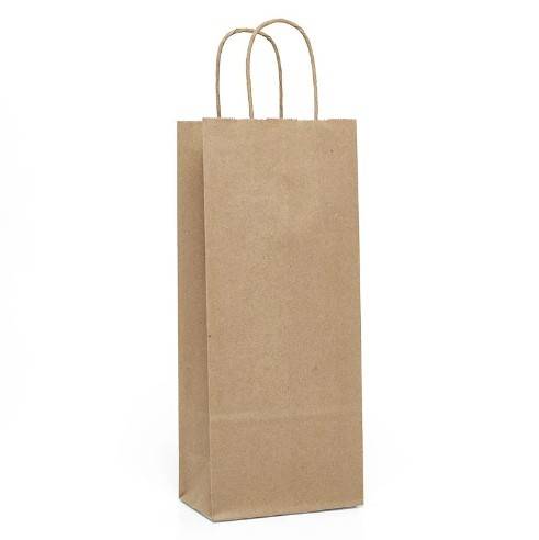 Natural kraft paper shopping bag with kraft twisted paper handles