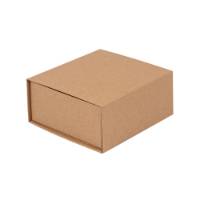 Small Natural Kraft Vesta premium gift box 6.34" x 5.79" x 2.75", rigid book-style foldover lid, smooth matte finish