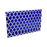 Nautical Geo gift card folder 5" x 3 3/8" x 1/8" — slim tuck-close sleeve, cobalt blue and white quatrefoil print, holds a standard gift card