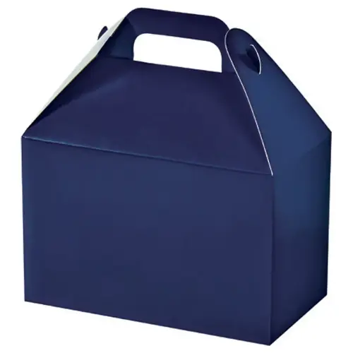 Navy Blue large gable box — solid navy blue finish, die-cut top carry handle