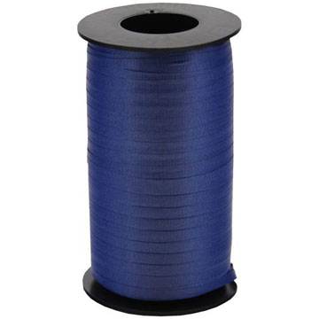 Navy curling ribbon on a cylindrical spool — flat polypropylene, 3/16" width, 500 yards
