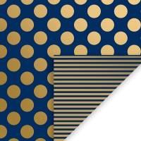 Navy Gold Dot and Stripe Gift Wrap Paper — Navy Gold Dot and Stripe everyday wrapping paper design