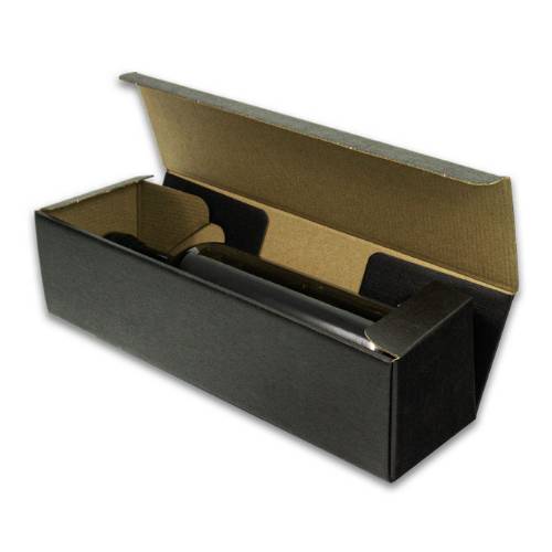 Nero Wine Bottle Box 3.8x3.8x13.4 — tall side-opening single-bottle gift box, matte black linen texture