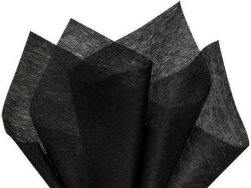 Non-woven black tissue paper — premium fabric-textured sheets for upscale retail gift packaging