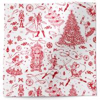 Nutcracker toile printed tissue paper with red and black festive Christmas pattern design