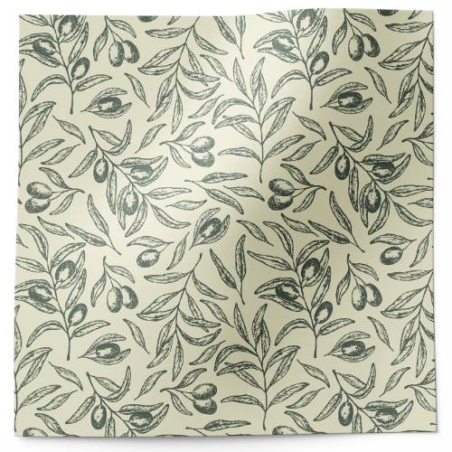 Olive my love tissue paper with elegant olive branch illustrations in sage green on warm cream