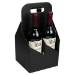 Open Style Black Wine Carrier 7x7x13.8 — open-top carrier with die-cut handle and bottles visible, matte black open-top