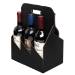Open Style Black Wine Carrier 10.6x7x13.8 — open-top carrier with die-cut handle and bottles visible, matte black open-top