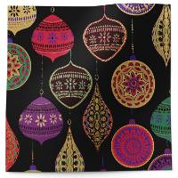 Opulent Ornament Printed Tissue Paper — Ornate damask-style Christmas ball ornament illustrations on deep background