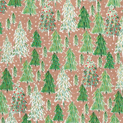 Opulent Tree on Kraft Gift Wrap Paper — festive Opulent Tree on Kraft holiday wrapping paper design