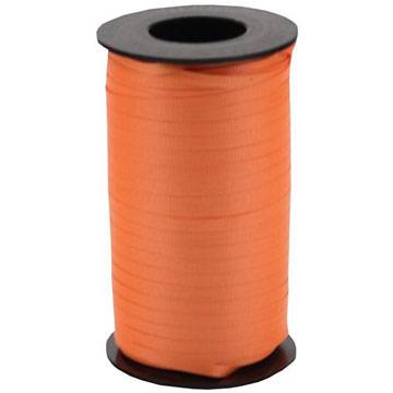 Orange curling ribbon on a cylindrical spool — flat polypropylene, 3/8" width, 250 yards