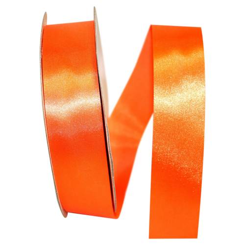 Orange - Dyna Satin ribbon on a flat spool — single-face satin with taffeta back, 1 3/8" width, 100 yards
