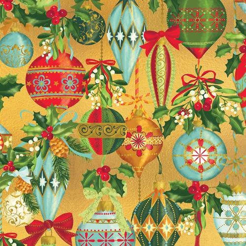 Ornamental Beauty Gold Gift Wrap Paper — holiday ornamental beauty gold printed gift wrapping paper