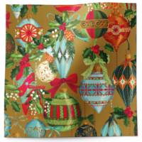 Ornamental beauty tissue paper with ornate ornaments in red, teal and gold on warm gold