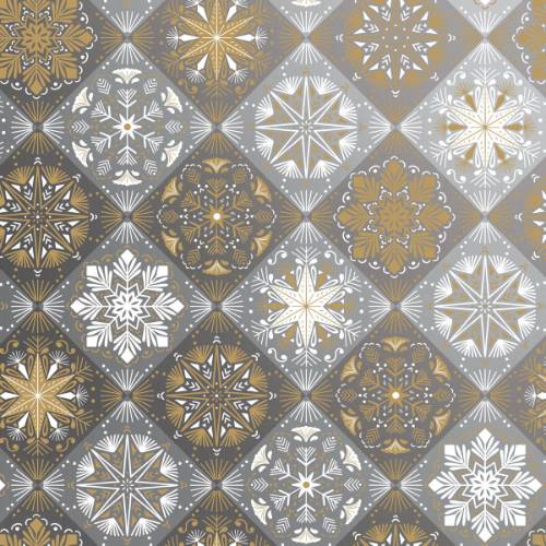 Ornamental Snowflakes Gift Wrap Paper - intricate ornamental snowflakes on a shimmering silver background