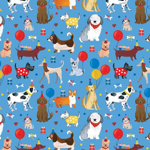 Party Dogs Gift Wrap Paper — fun party dogs birthday gift wrapping paper