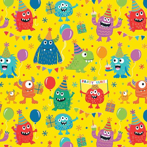 Party Monsters Gift Wrap Paper — colorful party monsters birthday party wrapping paper