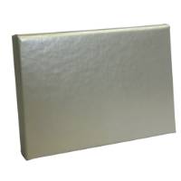 Pearl Ice gift card box shown closed — slim pop-up box in soft pearl white with a lustrous champagne-tinted sheen