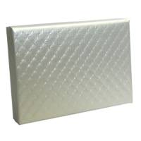 Pearl Pillows pop-up gift card box 4 5/8" x 3 3/8" x 5/8" — pops open to display a gift card, pearlescent ivory with an embossed quilted pattern