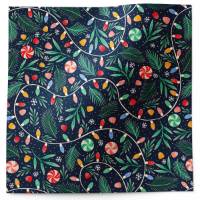 Peppermint Twinkle Printed Tissue Paper - navy sheet with string lights, pine sprigs, and peppermint candies
