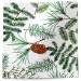 Pine Forest Scented Tissue Paper — White tissue with green pine forest and red berry holiday botanical illustrations