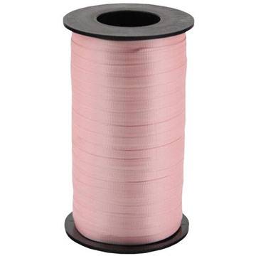 Pink curling ribbon on a cylindrical spool — flat polypropylene, 3/16" width, 500 yards