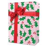 Pink Holly Gift Wrap Wholesale Gift Wrap Paper, Christmas Gift Wrap Paper