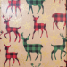 Plaid Deer Gift Wrap Paper - kraft background with plaid-patterned deer in red and green