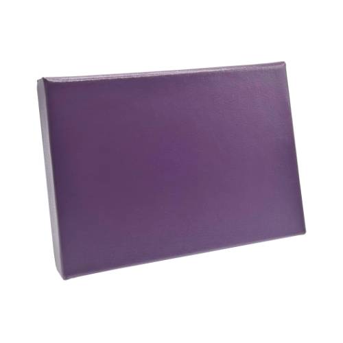 Plum Leather pop-up gift card box 4 5/8" x 3 3/8" x 5/8" — pops open to display a gift card, plum leather-look finish