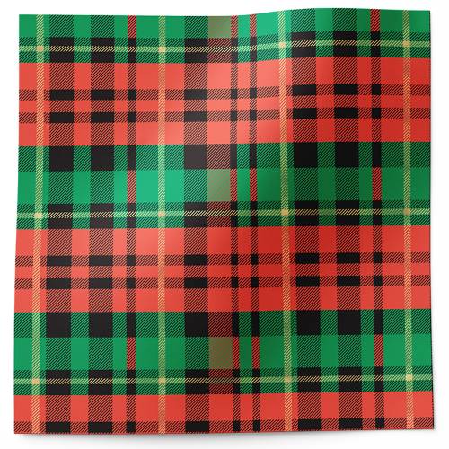 Presently Plaid Printed Tissue Paper — Red, green, and white holiday plaid tartan check pattern