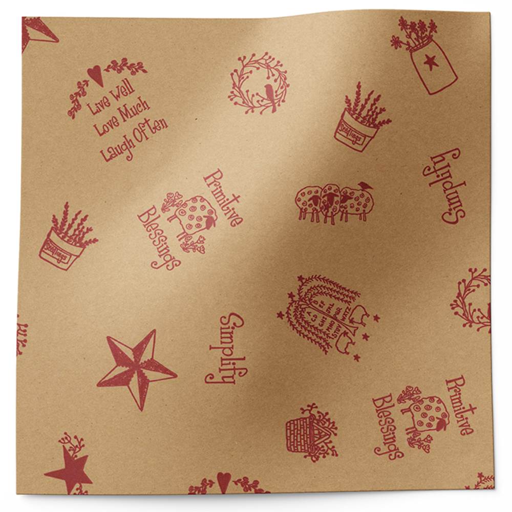 Primitive Blessings Burgundy - Wholesale Tissue Paper Designs