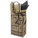 Primitive Blessings paper shopping bag — natural kraft, black ink folk art grid with barn star and farmhouse motifs, black twisted handles