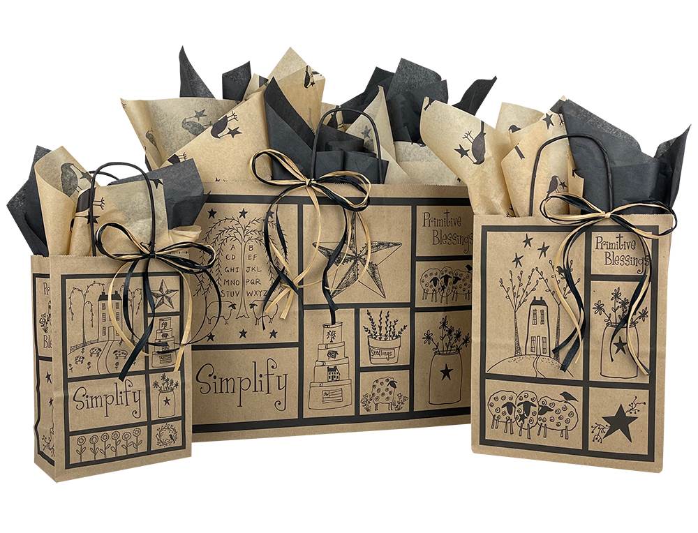 Primitive Blessings Paper Shopping Bags - Primitive Blessings Paper Shopping  Bag (Pup - Mini Pack) #PB-P-MP