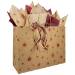 Primitive Star paper shopping bag — natural kraft with scattered burgundy star print, rustic distressed finish, twisted handles