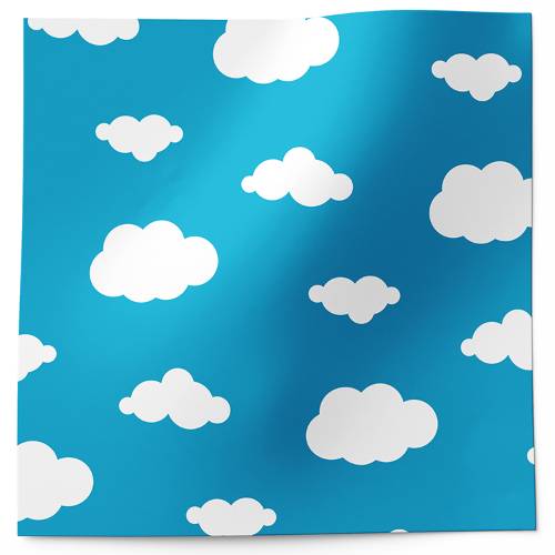 Puffy clouds printed tissue paper with white cloud pattern on blue background