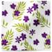 Vibrant purple flower and olive green fern tissue paper on white