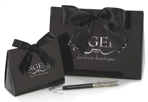 Large purse-style gift box 8" x 3 1/2" x 5 1/2" in assorted colors, ribbon-bow handles, die-cut handbag shape