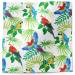 Rain forest printed tissue paper with colorful tropical birds and green foliage